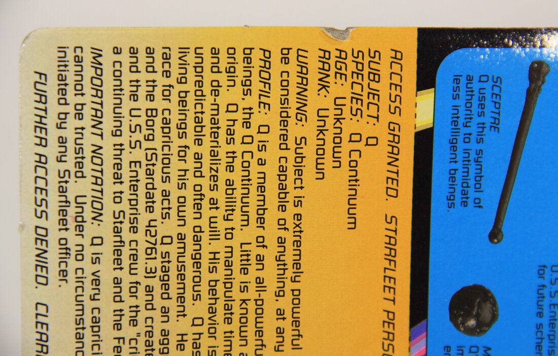 1993 Star Trek The Next Generation Q Mischievous Omniscient Being Action Figure ENG Card L015480