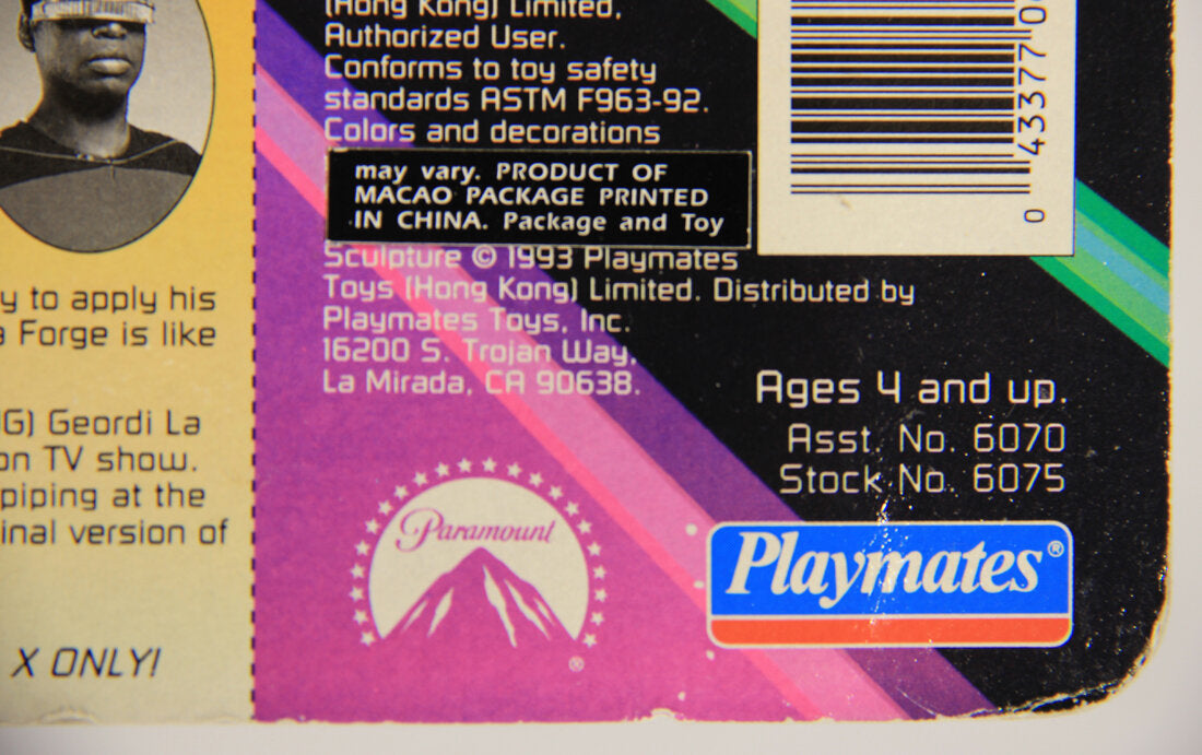 1993 Star Trek The Next Generation Lieutenant JG Geordi La Forge Action Figure ENG Card L015488