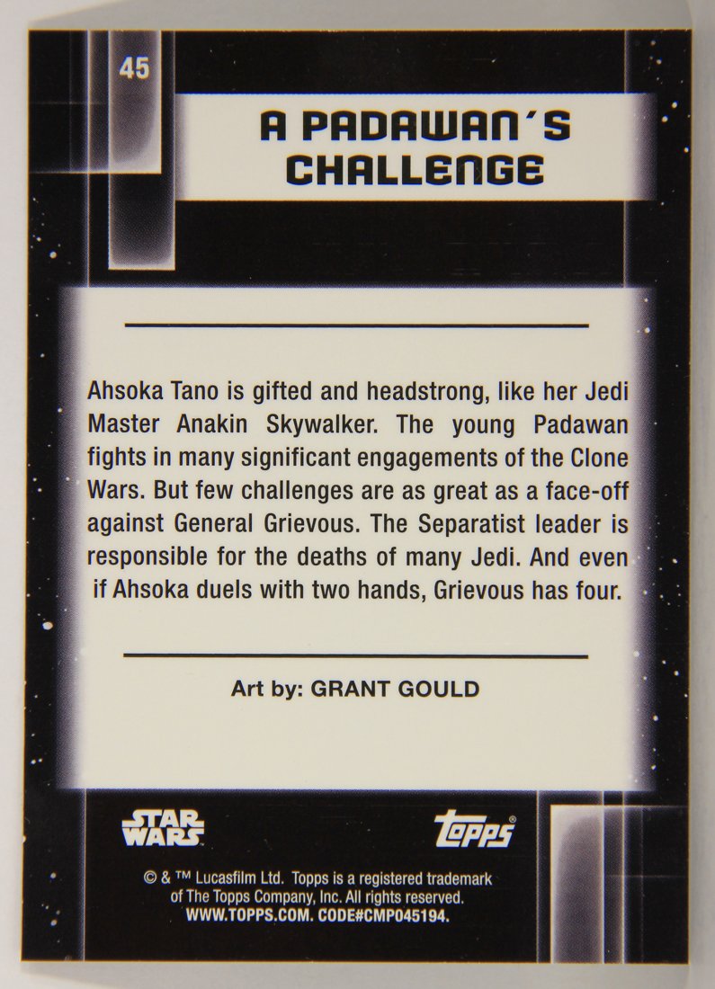 Star Wars Galaxy Chrome 2021 Topps Trading Card #45 Padawan's Challenge Ahsoka Artwork ENG L015495