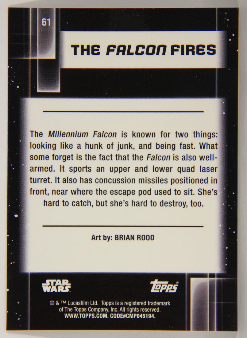Star Wars Galaxy Chrome 2021 Topps Trading Card #61 The Falcon Fires Artwork ENG L015498