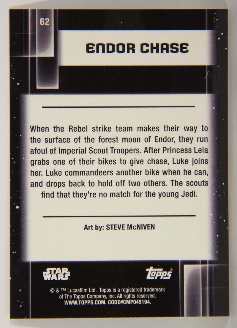 Star Wars Galaxy Chrome 2021 Topps Trading Card #62 Endor Chase Artwork ENG L015499