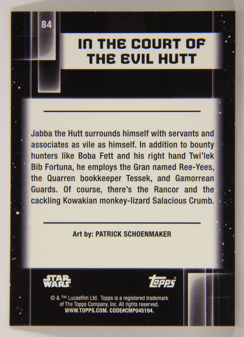 Star Wars Galaxy Chrome 2021 Topps Card #84 In The Court Of The Evil Hutt Artwork ENG L015501