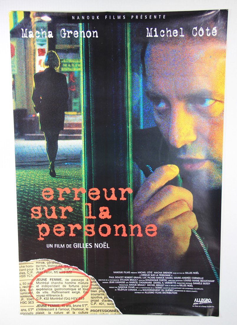 Erreur Sur La personne 1996 Movie Poster Rolled 27 x 39 Canada Michel Côté L015816