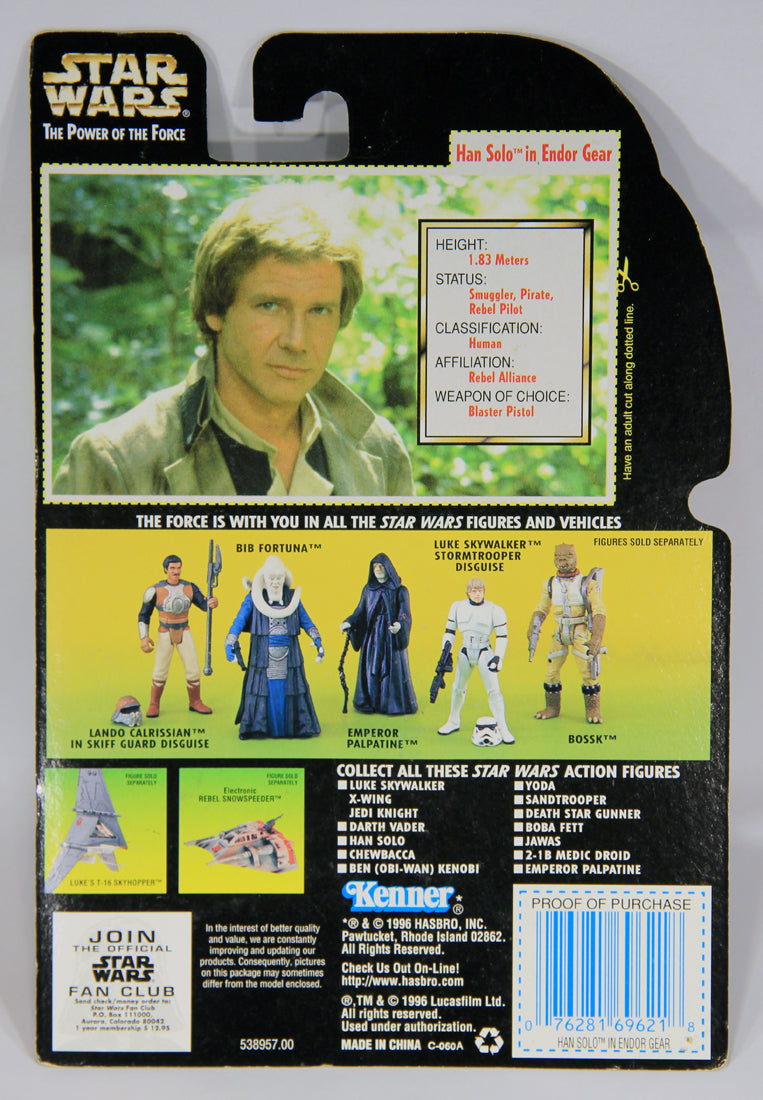 Star Wars Han Solo In Endor Gear 1996 POTF Figure ENG Holofoil Card Collection 1 L015878