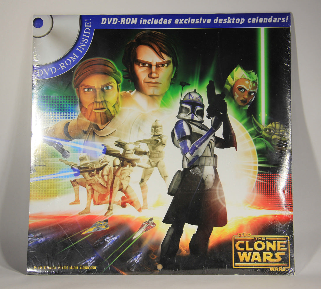 Star Wars 2010 The Clone War 16 Month Calendar - New Sealed With DVD-ROM L000586