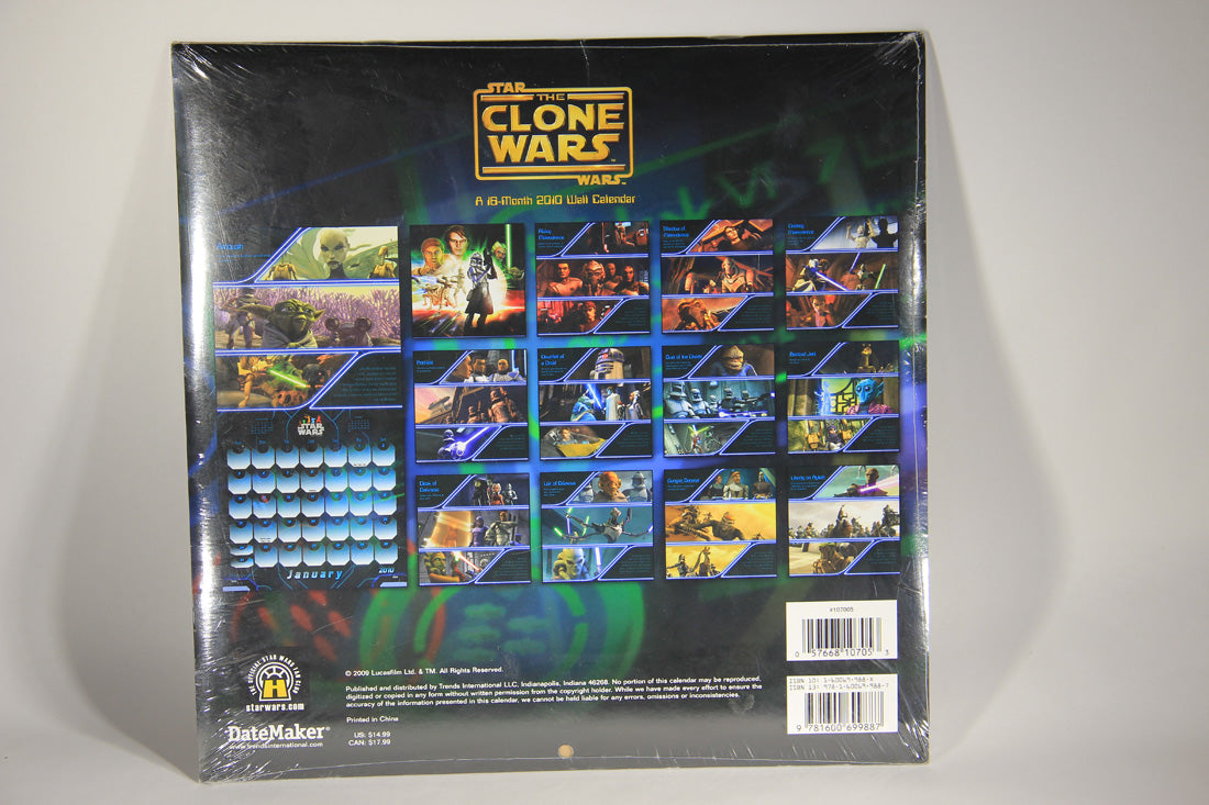 Star Wars 2010 The Clone War 16 Month Calendar - New Sealed With DVD-ROM L000586