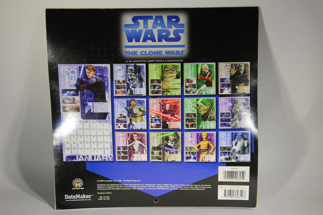 Star Wars 2009 The Clone War 16 Month Calendar NO DVD-Rom L000587