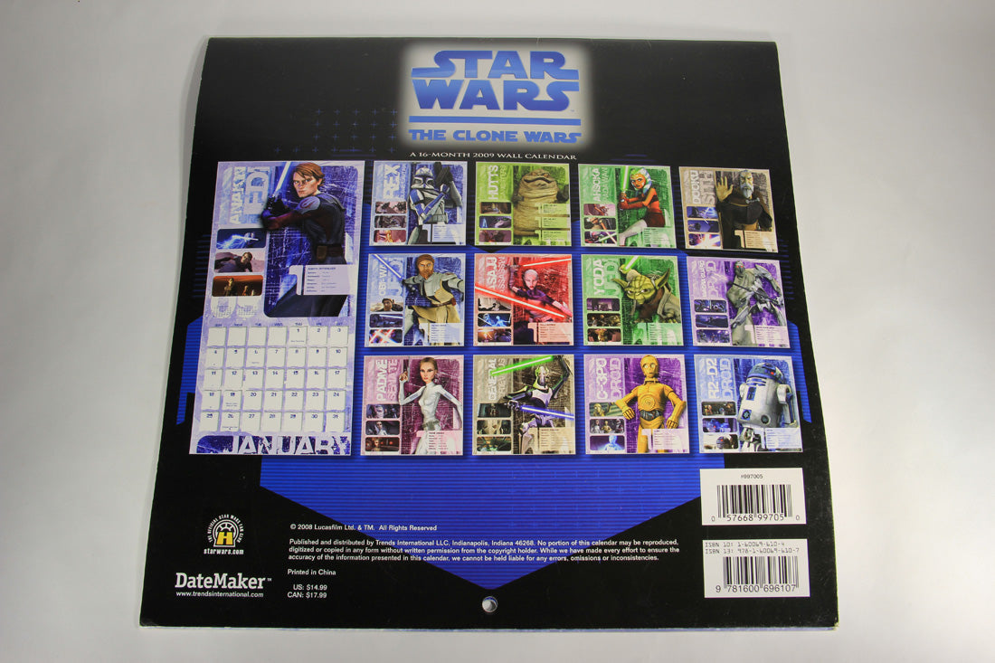 Star Wars 2009 The Clone War 16 Month Calendar NO DVD-Rom L000587