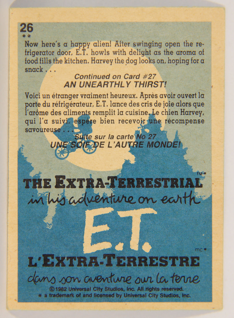 E.T. The Extra-Terrestrial 1982 Trading Card #26 Time For A Snack FR-ENG OPC L001800
