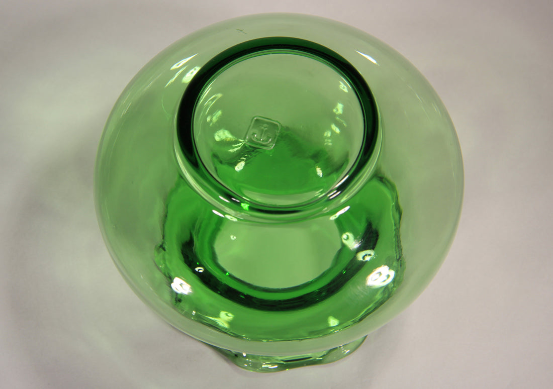 Anchor Hocking Vintage Emerald Green Glass Ruffled Rim Small Vase L002422