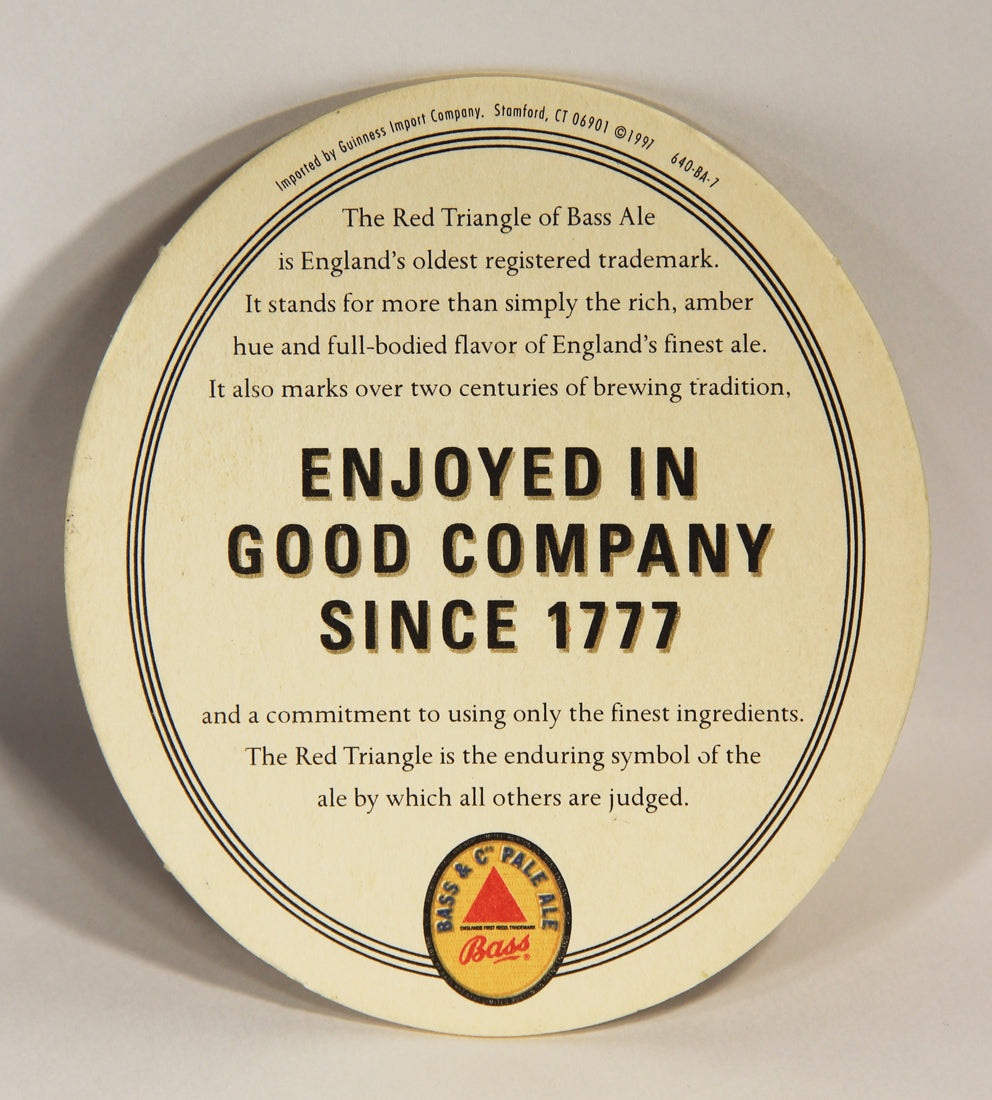 Bass Pale Ale Beer Coaster Bass Brewery England Burton-Upon-Trent ENG L002549