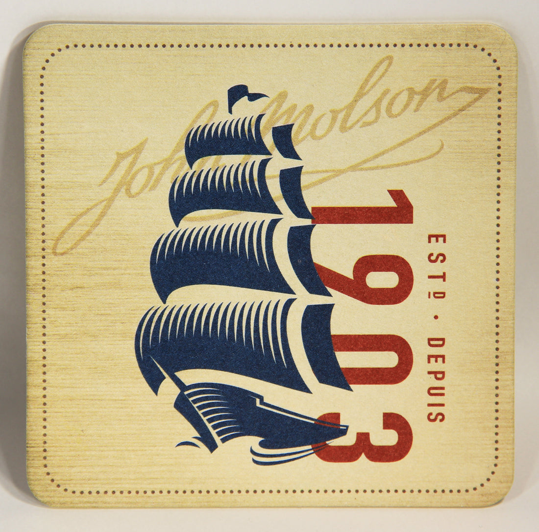 Molson Export Beer Coaster Est. 1903 John Molson Galleon Ship Canada FR-ENG L002552