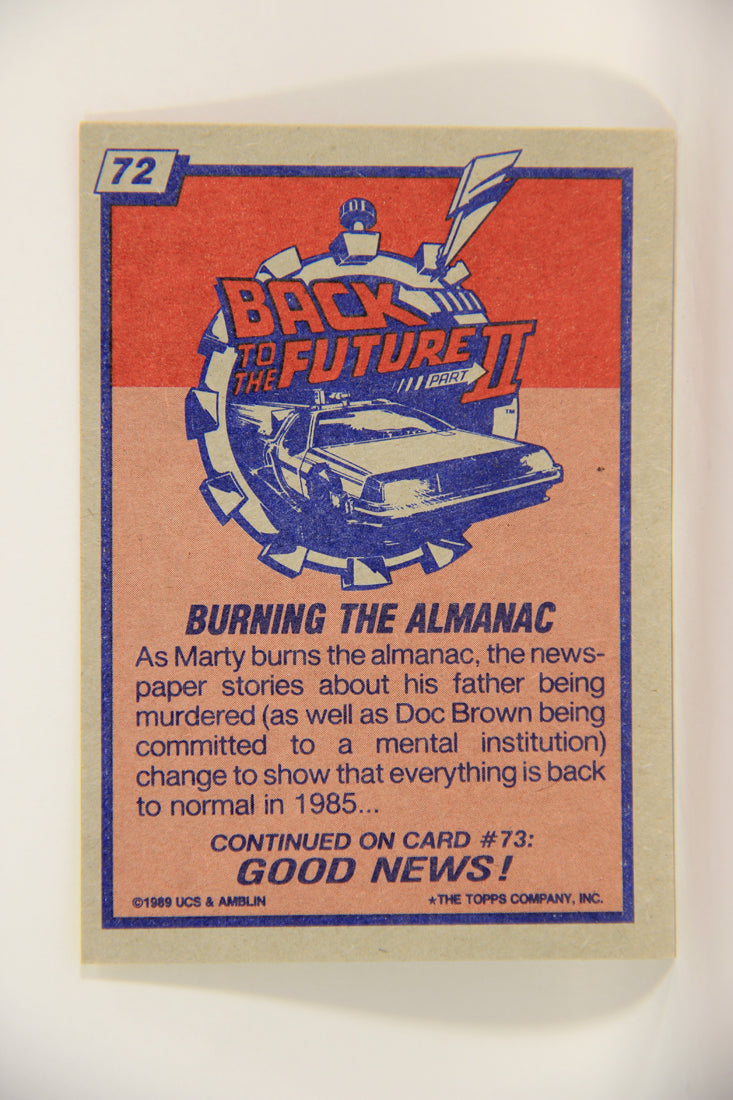 Back To The Future II 1989 Trading Card #72 Burning The Almanac L002752