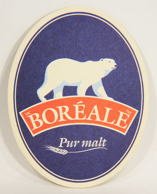 Boréal Pur Malt Beer Coaster Vintage Canada Québec FR-ENG Polar Bear Logo L003142