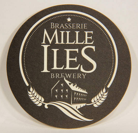 Milles Iles Brewery Beer Coaster Canada Québec FR-ENG Heritage Building Logo L003145