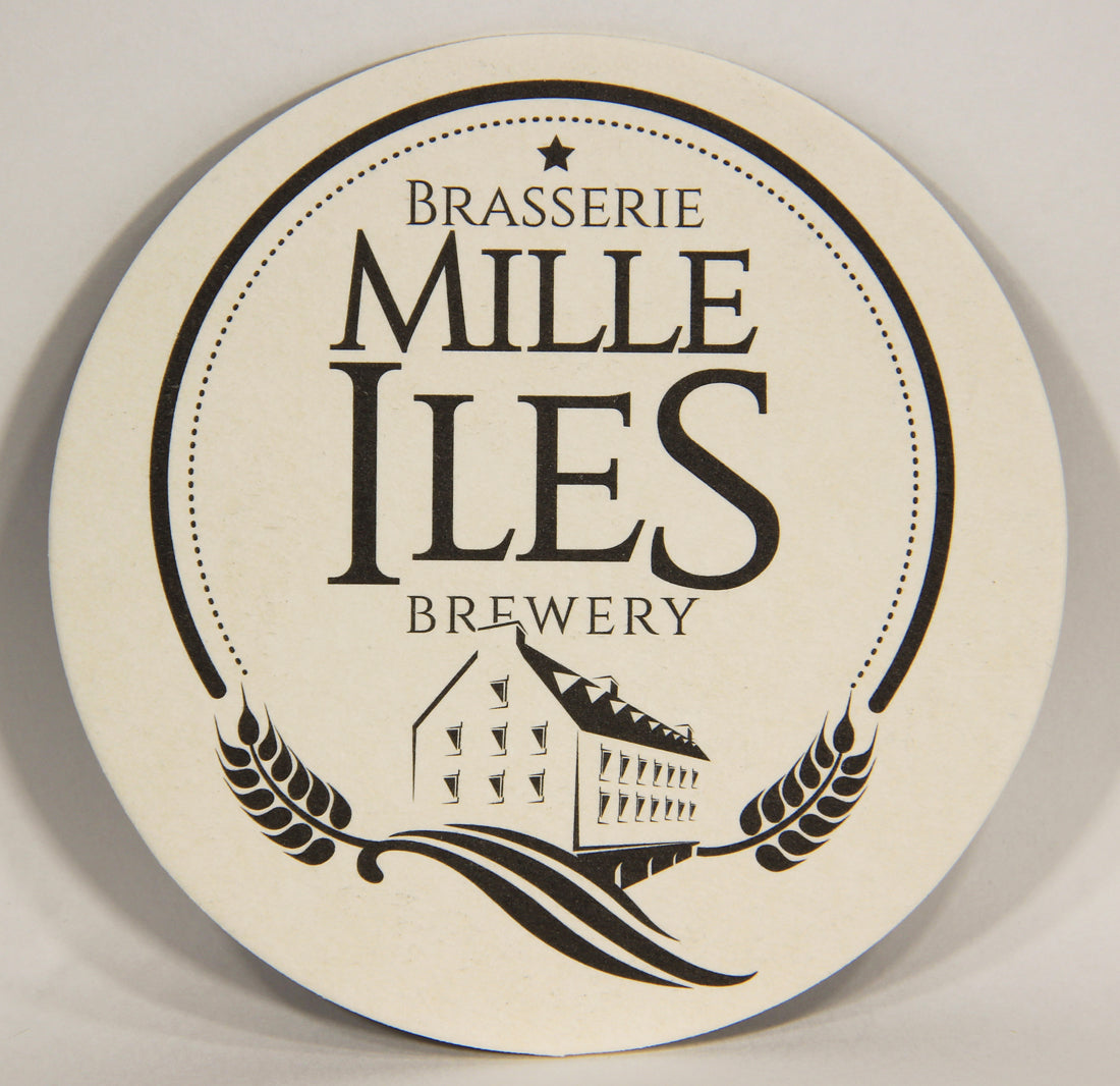 Milles Iles Brewery Beer Coaster Canada Québec FR-ENG Heritage Building Logo L003145