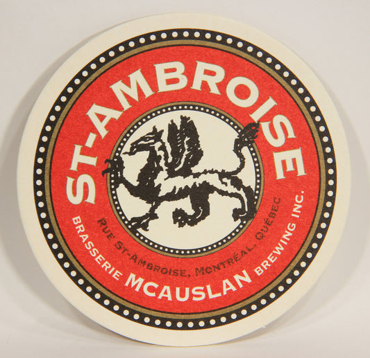 St-Ambroise Beer Coaster McAuslan Brewery Canada Mtl. FR-ENG Dragon Logo L003146