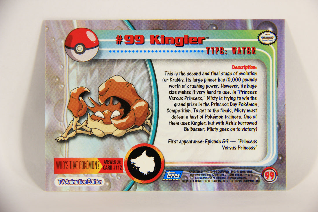 Pokmon Card Kingler #99 TV Animation Blue Logo 1st Print ENG L003921 AGS Collectibles Pokmon Card Kingler #99 TV Animation Blue Logo 1st Print ENG L003921 AGS Collectibles