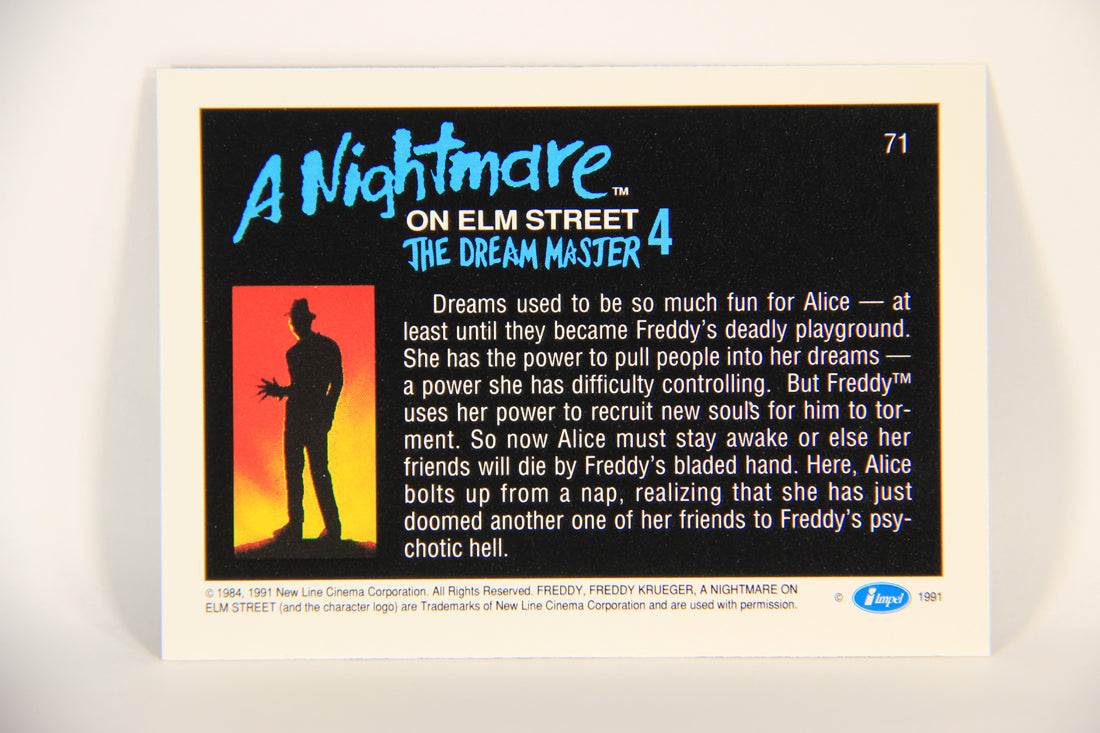 A Nightmare On Elm Street 1991 Trading Card #71 Alice Must Stay Awake L004234