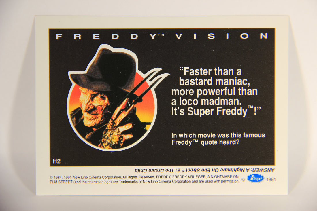 A Nightmare On Elm Street 1991 Freddy Vision Hologram Trading Card #H2 L004295