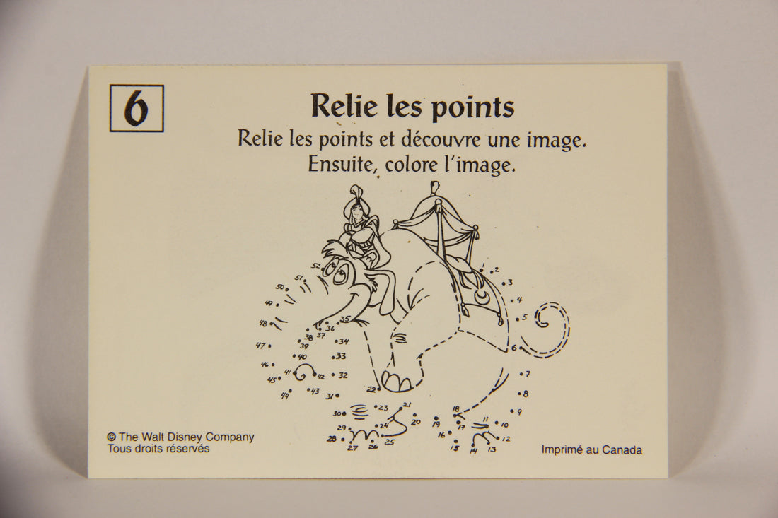 Aladdin 1993 Trading Card #6 Jafar Connect The Dots FRENCH Color-In Panini L004399