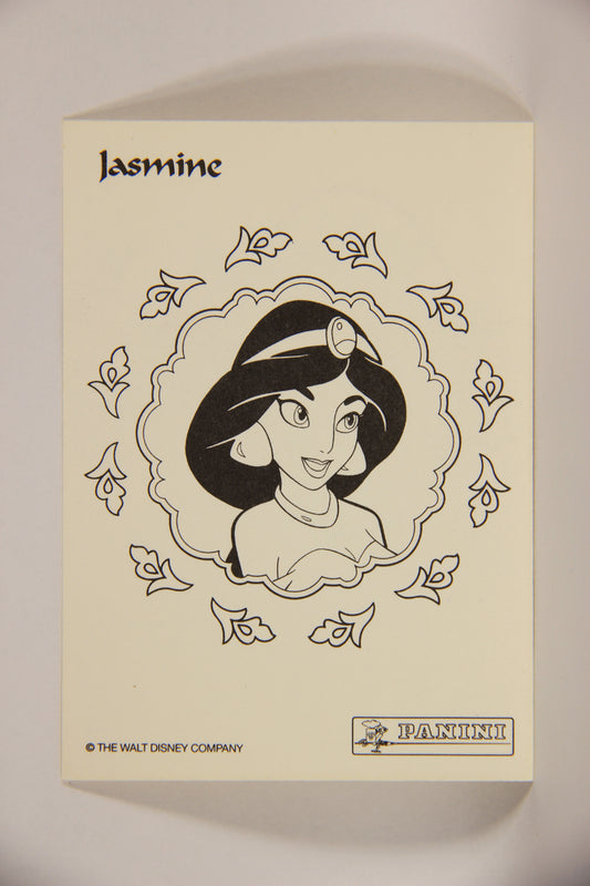 Aladdin 1993 Trading Card #9 Jasmine The Secret Code FRENCH Color-In Panini L004402