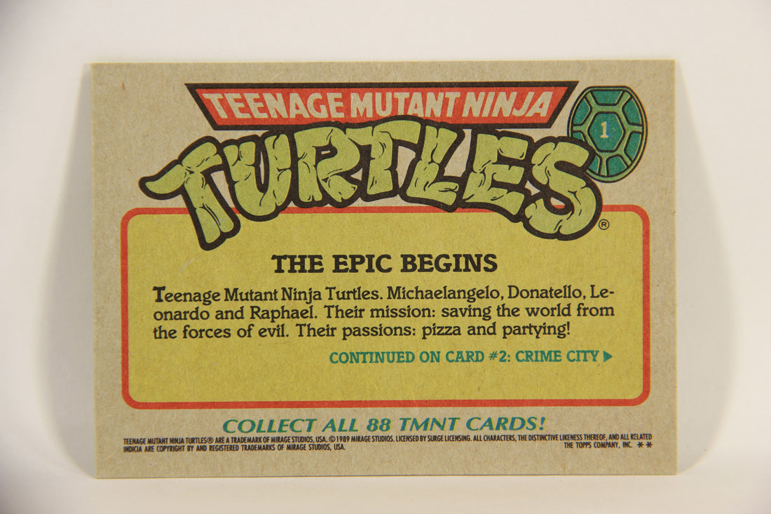 Teenage Mutant Ninja Turtles 1989 Trading Card #1 The Epic Begins ENG L004587