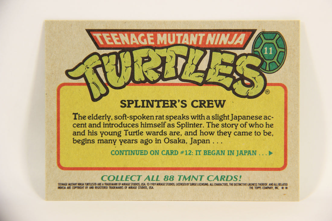 Teenage Mutant Ninja Turtles 1989 Trading Card #11 Splinter's Crew ENG L004596