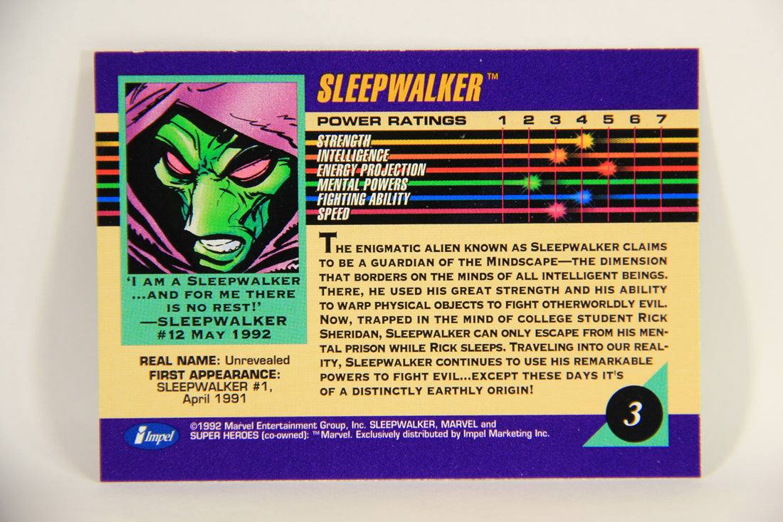 1992 Marvel Universe Series 3 Trading Card #3 Sleepwalker ENG L004792