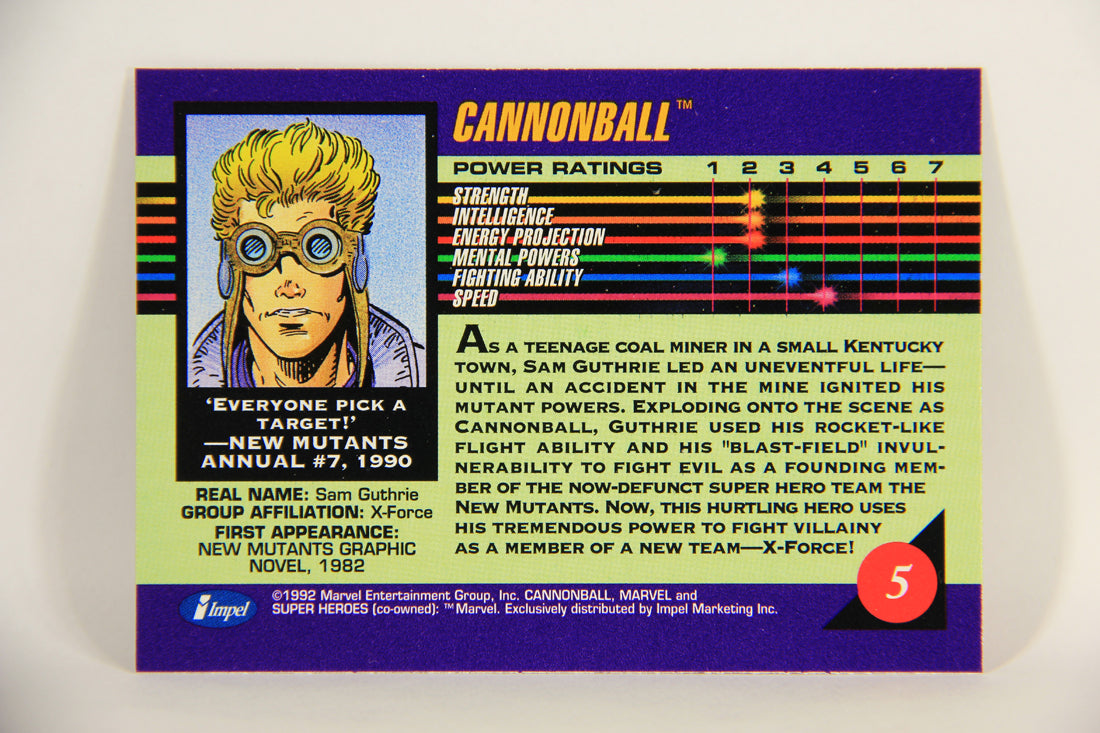 1992 Marvel Universe Series 3 Trading Card #5 Cannonball ENG L004794