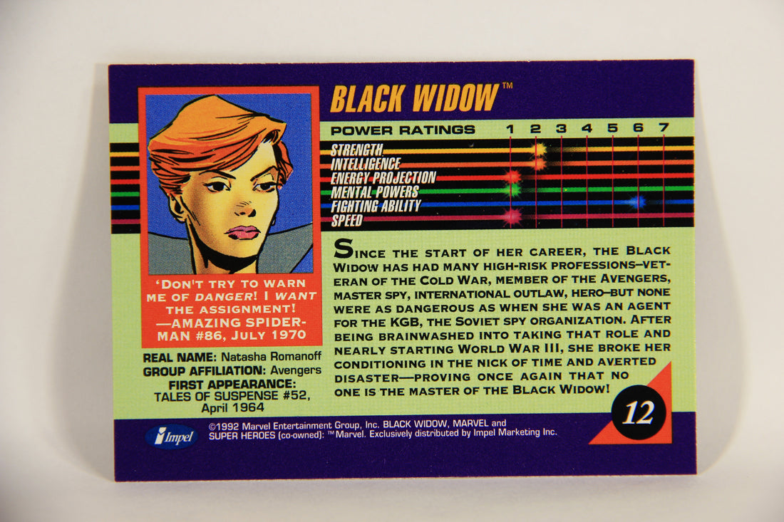 1992 Marvel Universe Series 3 Trading Card #12 Black Widow ENG L004801