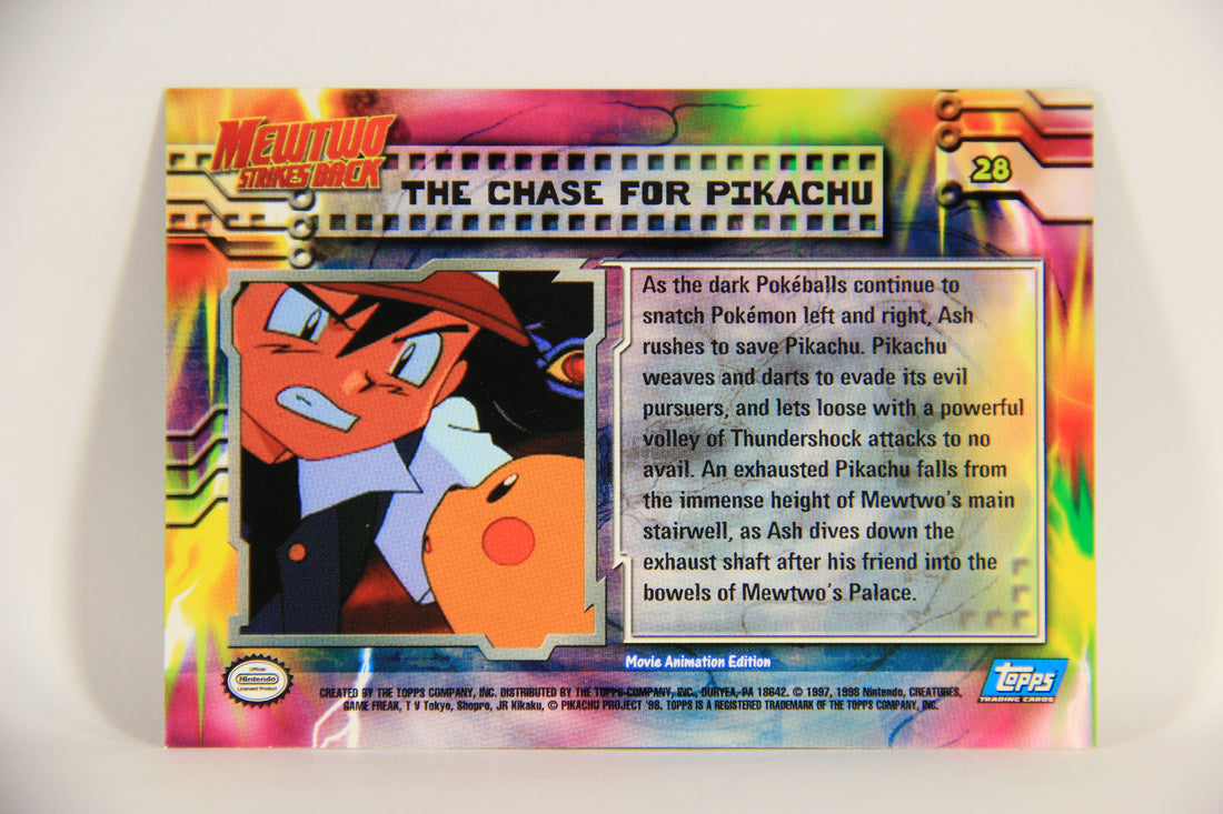 Pokmon Card First Movie #28 The Chase For Pikachu Blue Logo 1st Print AGS Collectibles Pokmon Card First Movie #28 The Chase For Pikachu Blue Logo 1st Print AGS Collectibles