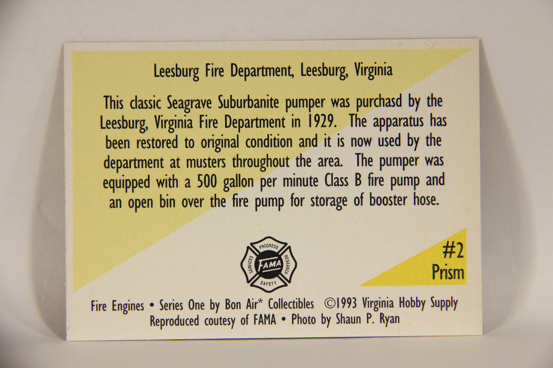 Fire Engines 1993 Chase Prism Trading Card #2 Leesburg FD VA Seagrave Pumper ENG L005731