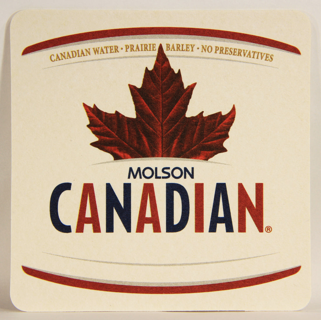 Molson Canadian Beer Coaster Canada Montreal ENG Maple Leaf Logo L006115