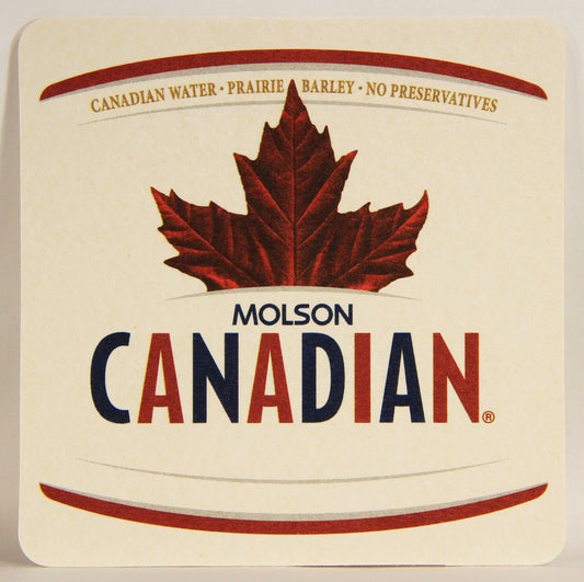 Molson Canadian Beer Coaster Canada Montreal ENG Maple Leaf Logo L006115