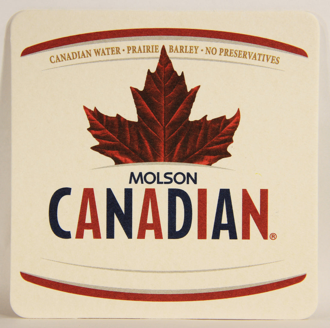 Molson Canadian Beer Coaster Canada Montreal ENG Maple Leaf Logo L006115