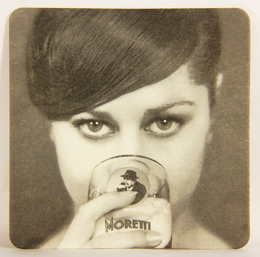 Birra Moretti Beer Coaster Stylish Woman Drinking Beer Italy ITA L006116