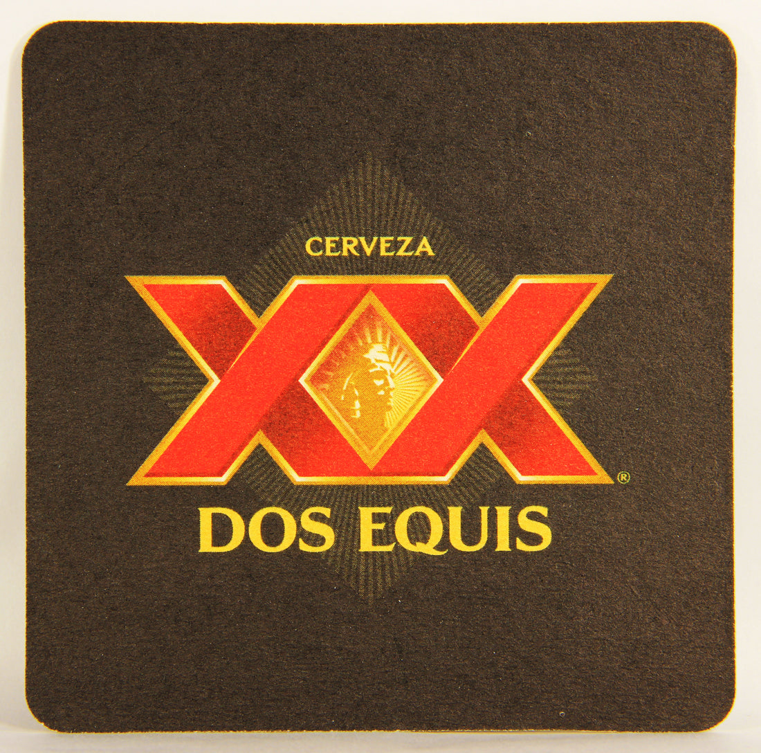 Dos Equis Cerveza Beer Coaster Two X's Mexico SPA Aztec Leader Logo L006123