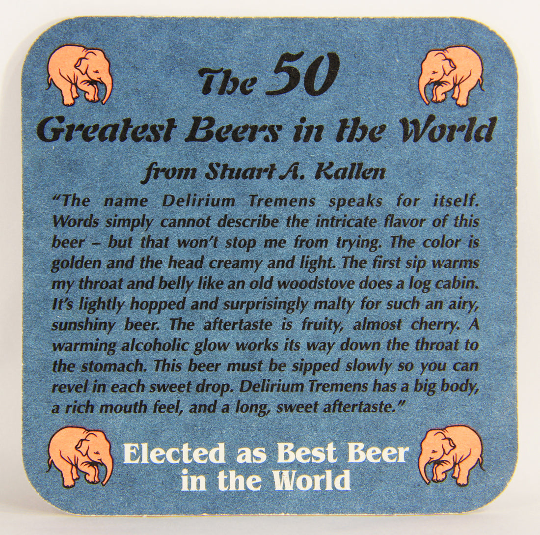 Delirium Tremens Beer Coaster The 50 Greatest Beers In The World Belgium ENG L006125