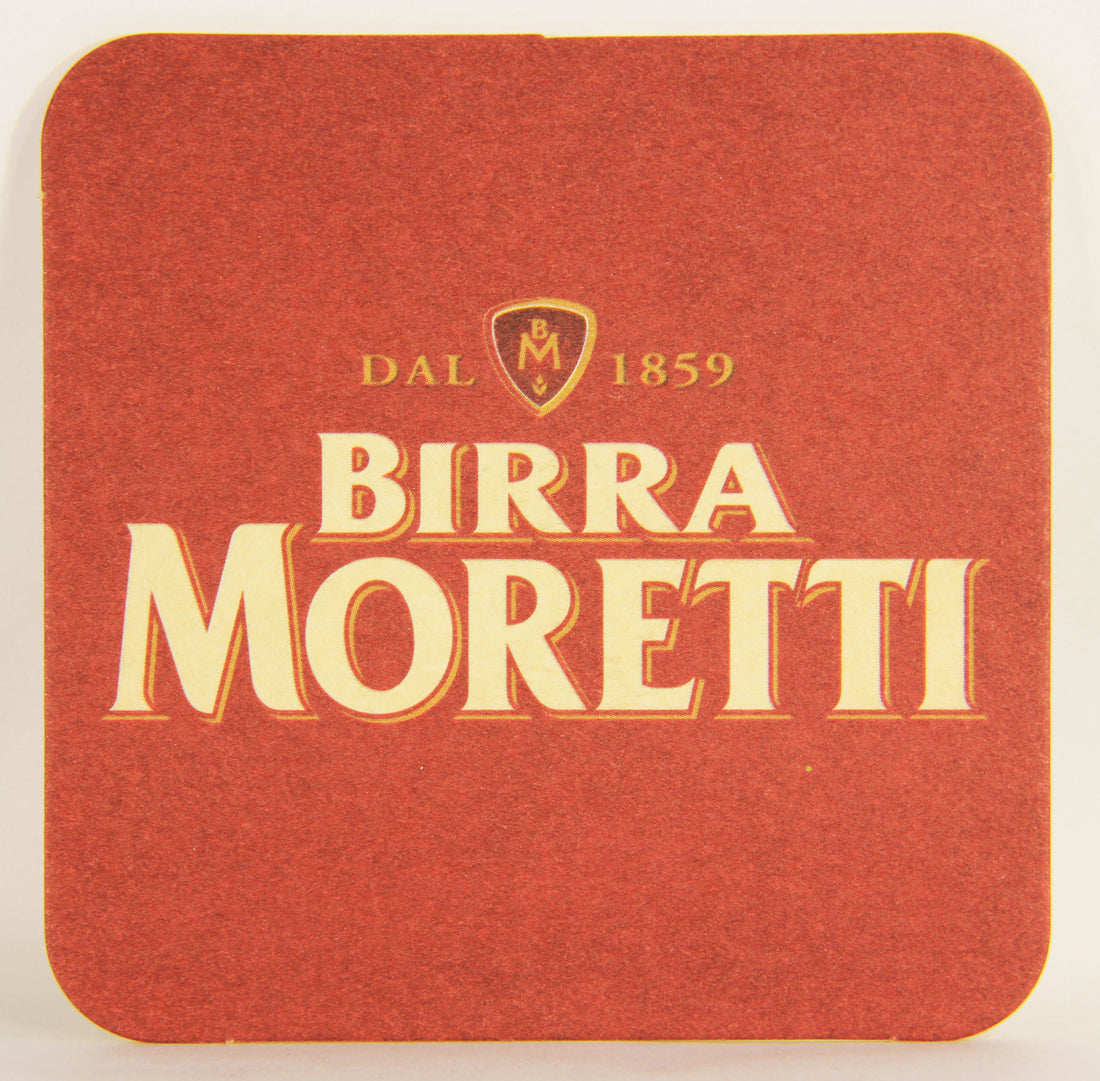 Birra Moretti Beer Coaster Italy ITA Baffo Sipping A Fresh Pint Logo L006128