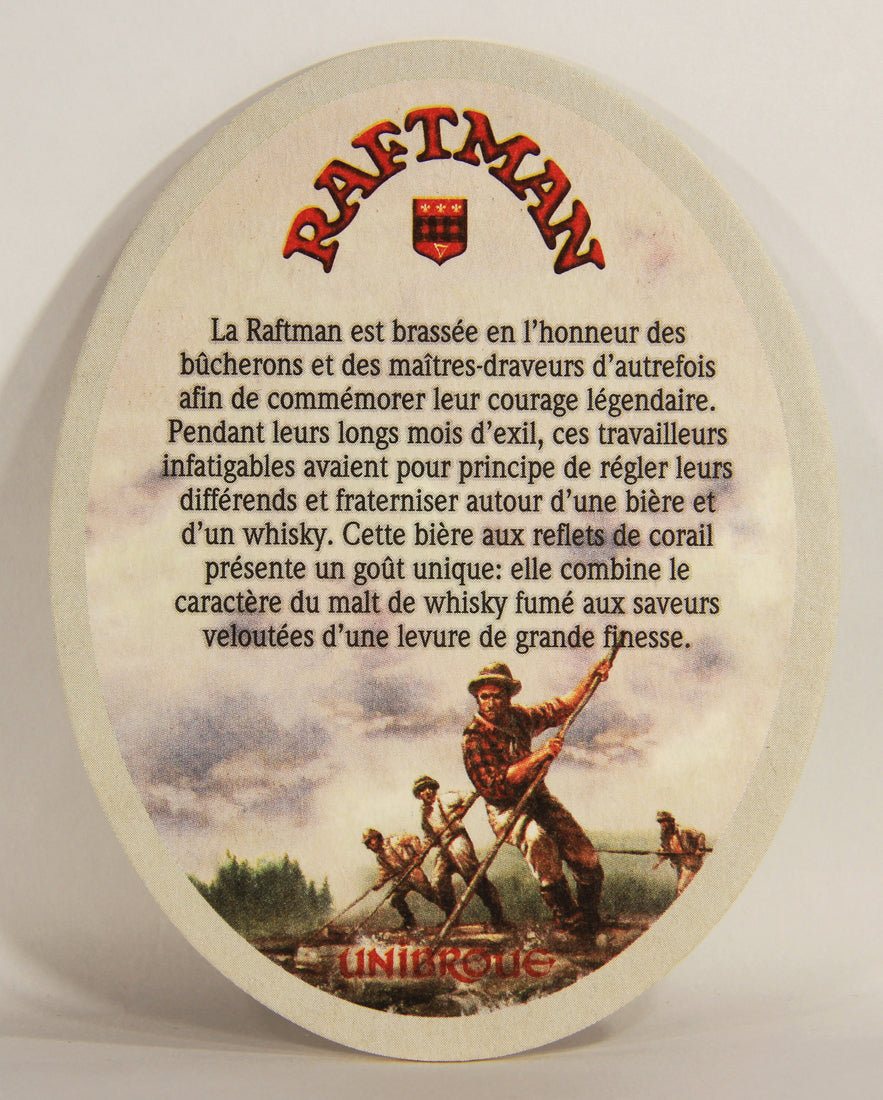 Raftman Beer Coaster Oval Shape Canada Québec FR Great Artwork L006143