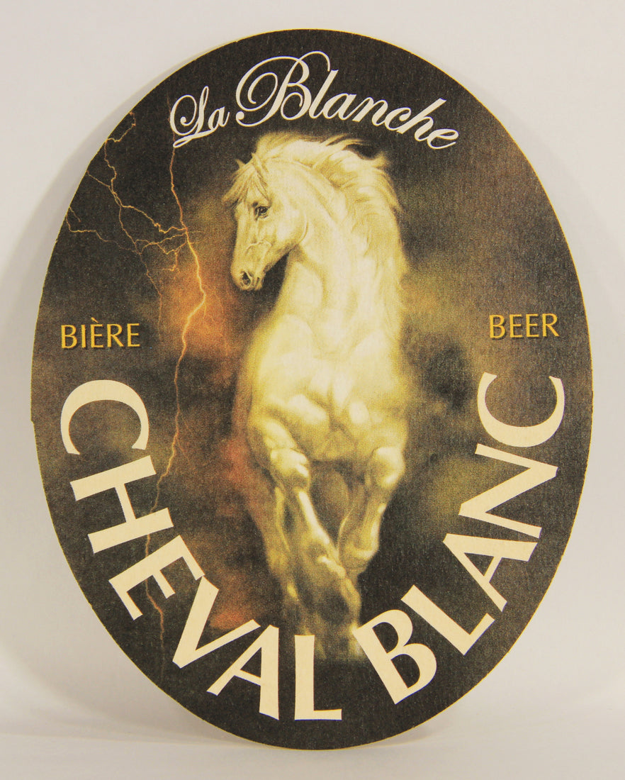 Cheval Blanc La Blanche Beer Coaster Canada Québec FR-ENG Horse Logo L006144