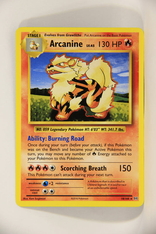 2016 Pokémon TCG #18/108 Arcanine - Evolutions Rare ENG L006358