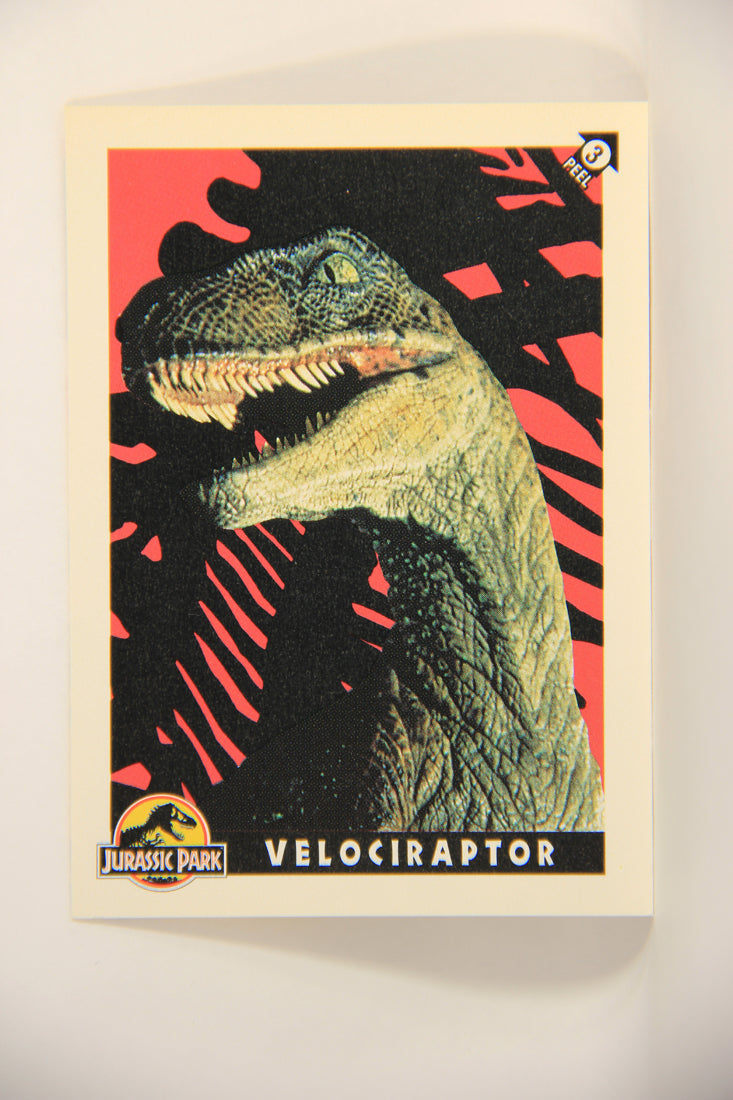 Jurassic Park 1993 Trading Card Sticker #3 Velociraptor ENG Topps Puzzle L007119