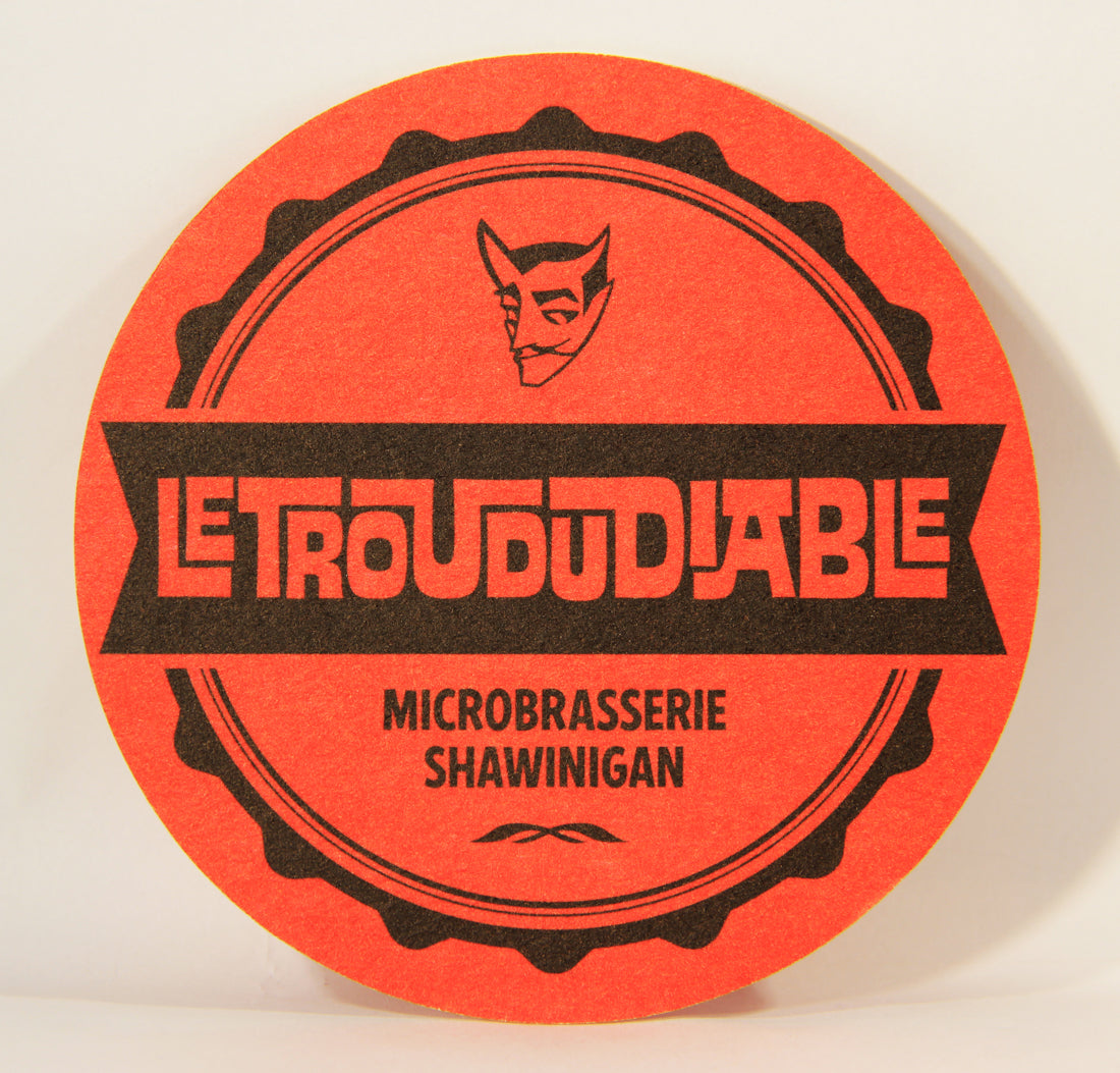 Le Trou Du Diable Beer Coaster Microbrewery Canada Québec FR Devil Logo L007368