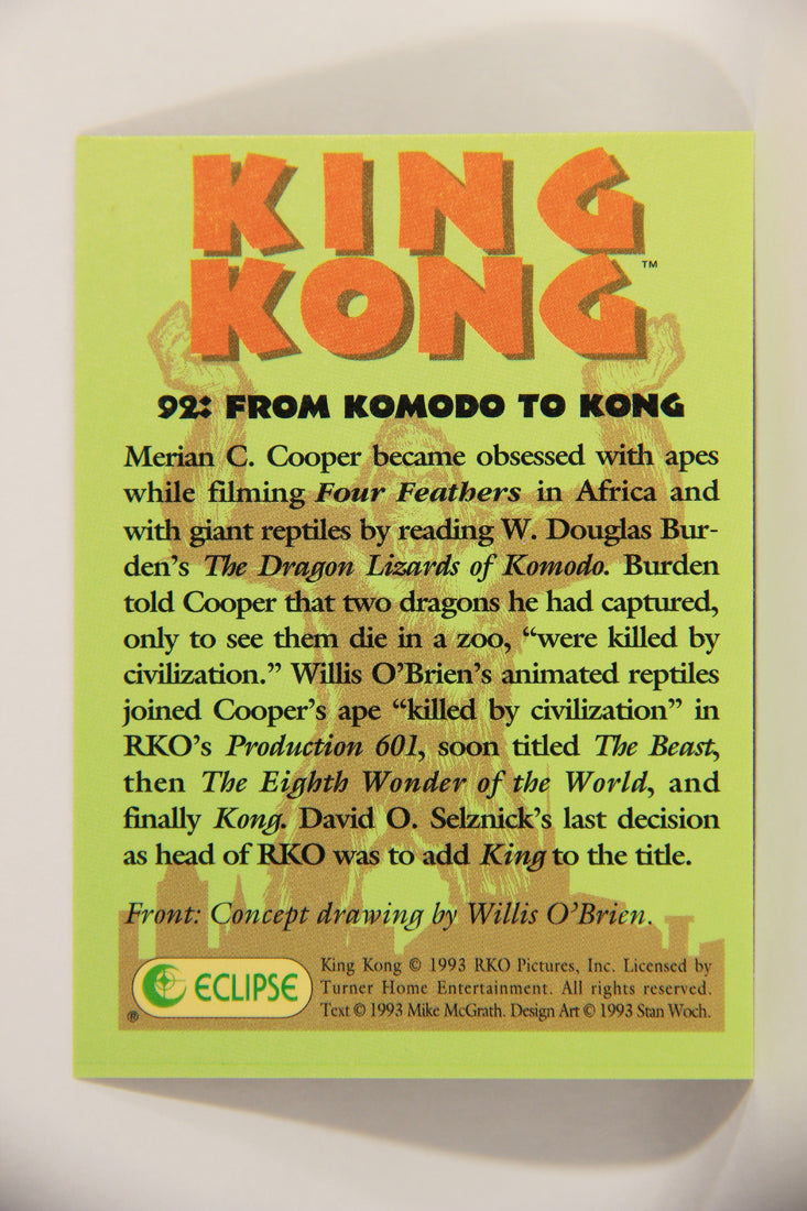 King Kong 60th Anniversary 1993 Trading Card #92 From Komodo To Kong L007960