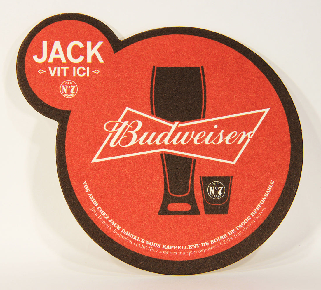 Budweiser Jack Daniel's Old No.7 Beer Coaster Jack Vit Ici USA - Canada FR L008569