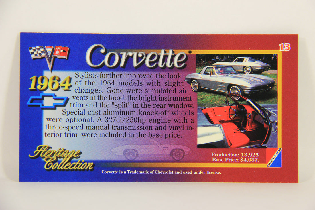 Corvette Heritage Collection 1996 Trading Card #13 - 1964 Convertible L008831