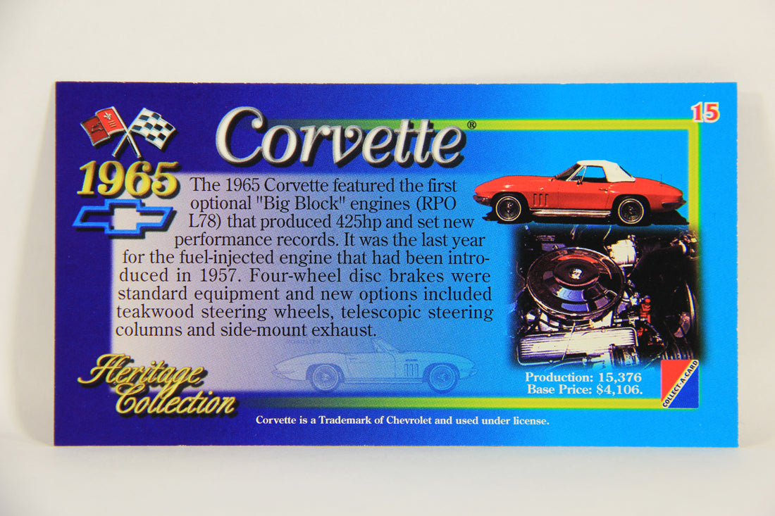 Corvette Heritage Collection 1996 Trading Card #15 - 1965 Convertible L008833