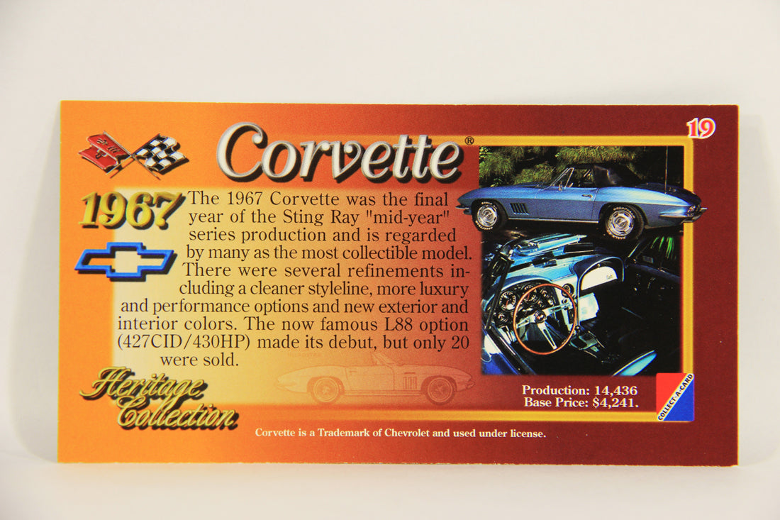 Corvette Heritage Collection 1996 Trading Card #19 - 1967 Convertible L008837